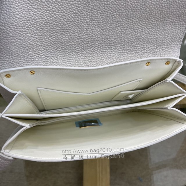 Bottega veneta高端女包 KF0021 寶緹嘉白色荔枝紋肩背女包 BV2021新款V字蓋頭鏈條女包  gxz1335